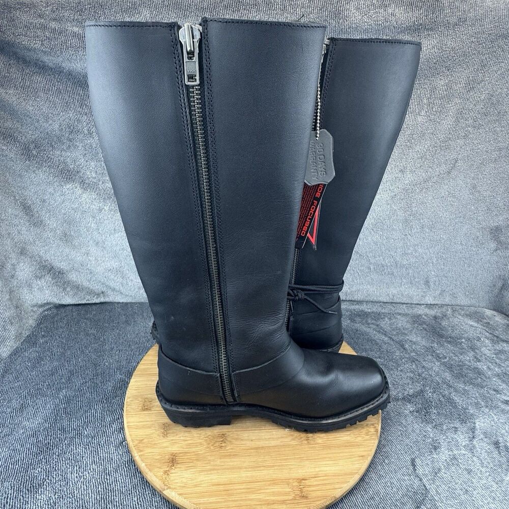 Savage Boots Leather Knee High Harness Lace Up Womens Size 9 Black Motorcycle - Picture 5 of 9